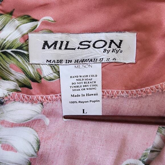 Milson by Ky's Hawaiian Fishtail Full Length Rayon Poplin Muumu Dress Size Large - Picture 11 of 12